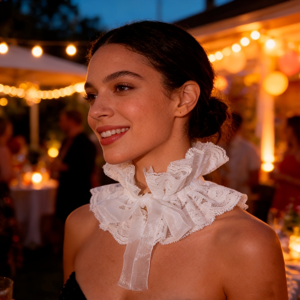 Women's Vintage White Lace Ruffled Collar Necklace